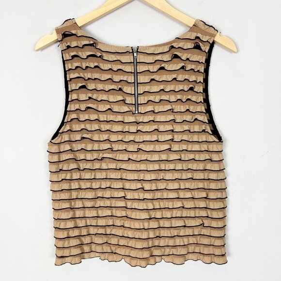 Y2K Tan & Black Tiered Ruffle Tank Top Boho Coquette Size Medium Women's - Picture 3 of 5